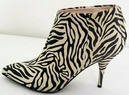Rebecca Taylor Italy Leather Ankle Boots Zebra Stripe Beige Black Sz 37NEW! - £101.19 GBP