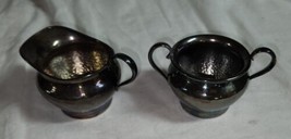 Forbes S&amp;P Co Sugar &amp; Creamer Set Hammered Look 735 Silver Plate - £19.65 GBP