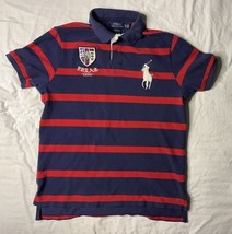 Polo Ralph Lauren Shirt Men’s XL Blue Red Stripe Custom Fit Big Pony Rug... - $30.00