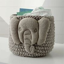 Crate-and-Barrel Knit Elephant Gray Storage Bin - £33.49 GBP