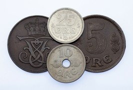 1907-1924 Denmark 5-25 Ore Lot (4 coins) KM 806, 814.1, 815.2, 822.1 - $77.96