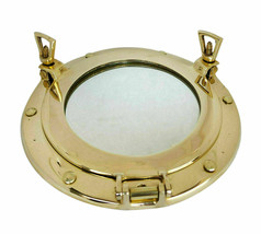 Antique Brass 12&quot; Portle Round Window Glass Boat Ship Maritime Mirror-
show o... - £102.71 GBP