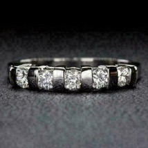 2.50CT Simulated Diamond 5-Stone Half Eternity Band Ring 14K White Gold Silver - £76.22 GBP