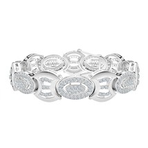 11.60 Ct Small Round Diamonds Link Men&#39;s Bracelet 14K White Gold Over 8&quot; Inch - £591.62 GBP