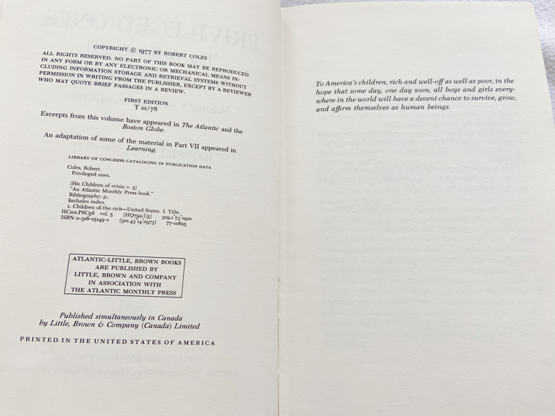 (First Edition) 1977 HC Privileged Ones: The well-off and the rich in America:.. Item image 3