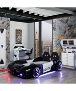 SPYDER POLICE Twin Race Car Bed with LED Lights & Sound FX, FREE Mattress Includ - £1,414.65 GBP
