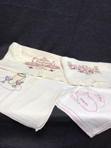 Vintage Embroidered Kitchen Flour sack towels 3- 17”x34” 1 - Table Cloth 34”x34” - £9.48 GBP