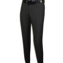 Men Suit BERLUSCONI Italian Wool 180's Pin Stripe One Button Peak UGS95-4 Black image 12