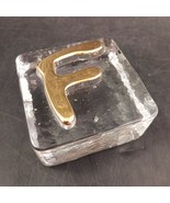 Handcrafted 2.5” Glass Block With Gold Letter “F&quot; By Expressions in Glass - $16.46 CAD