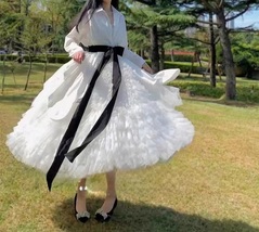 WHITE Tiered Tulle Skirt Women Fluffy White Tulle Maxi Skirt Plus Size  image 2