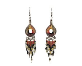 Teardrop with Hole Silk Thread Long Beaded Metal Dangle Earrings - Womens Fashio - £11.86 GBP