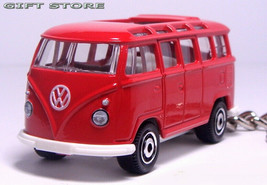 RARE KEY CHAIN RED VW SAMBA TRANSPORTER 21 WINDOWS BUS VOLKSWAGEN CUSTOM... - $38.98