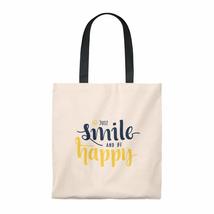 Just Smile And Be Happy Quote Tote Bag - Vintage - £13.95 GBP