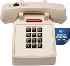 D2600C Retro Corded Traditional Style Deskset Phone With Ring/In-Use, Beige - £39.42 GBP