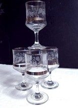 Vintage DEMA Glass England SILVER ROSE 5.75&quot; Wine Glasses - Set of 4 ca.... - £14.68 GBP