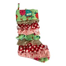 The Pioneer Woman Christmas Stocking Green Retro Holiday Floral Ruffle B... - $16.64