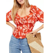 FREE PEOPLE Womens Blouse Sweet Memories Elegant Soft Red Size XS OB1071780 - £37.41 GBP