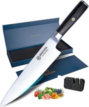 Japanese Chef knife 8 inch Sharpener,Sharp Kitchen Elegant Black Pakkawood NEW - £12.09 GBP