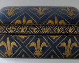 Vintage Oriental Accent Vanity Porcelain Coffin Box Dark Blue Gold Fleur... - $59.40