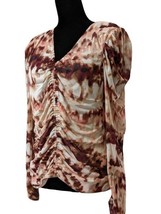 Calvin Klein Women&#39;s Tie-Dye Multi-Color Shirred Long Sleeve Blouse Size... - £23.64 GBP