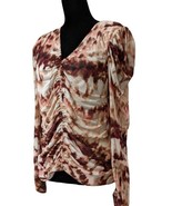 Calvin Klein Women&#39;s Tie-Dye Multi-Color Shirred Long Sleeve Blouse Size... - £23.65 GBP
