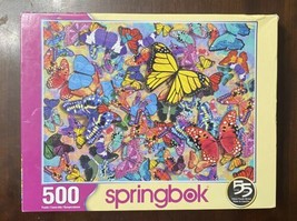 2018 Springbok 500 Piece Butterfly Frenzy Jigsaw Puzzle Garden Collage Complete - $16.09