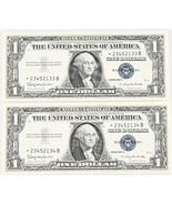 Lot of 2 Consecutive 1957 $1 Silver Certificate ☆ Star Notes UNC Condition - £96.87 GBP