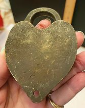 ANTIQUE BRASS HEART SHAPED LOCK WITH "M" ENGRAVED image 4