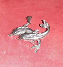 925 sterling silver dolphin family pendant charm jewelry - £11.90 GBP