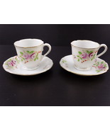 Vintage OCCUPIED JAPAN TEA CUPS &amp; SAUCERS Beautiful Hand Painted Pink Ro... - $16.82