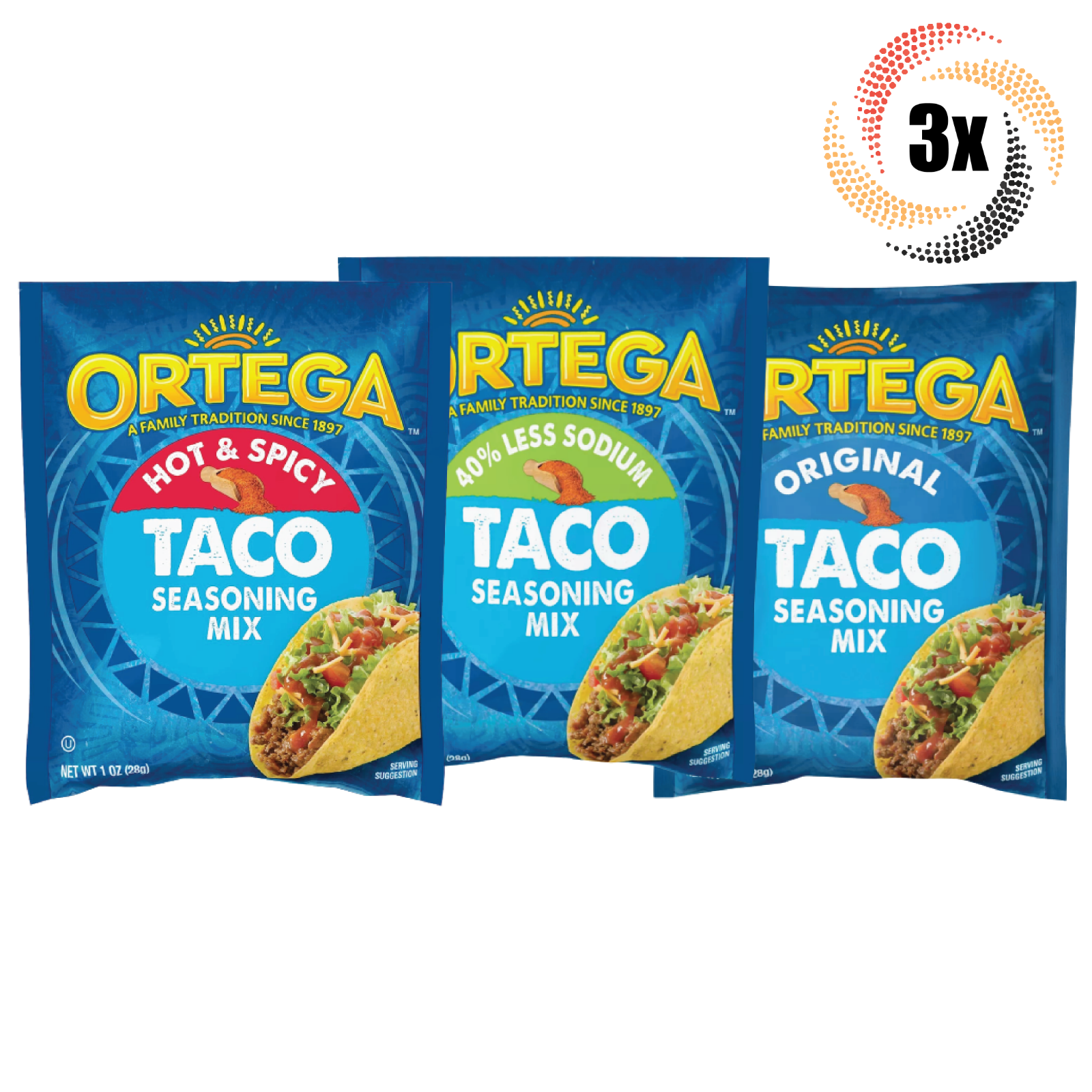 3x Packs Ortega Variety Taco Seasoning Spice Mix | 1oz | Mix &amp; Match Fla... - $13.81