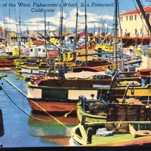 Fishermans Wharf San Francisco  1956 Vintage Postcard Linen California - £7.84 GBP