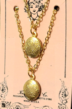 SET of 2 Gold Necklaces ~ Jewelry for CHILD &amp; 18&quot; DOLL - Oval PHOTO LOCK... - £14.76 GBP