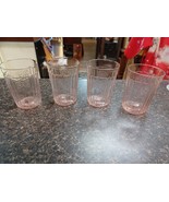Set Of 4 Vintage Mayfair Open Rose Pink Depression Glass 4&quot;  Tumblers - $1,849.42 MXN