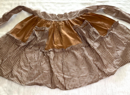 Apron Brown Checkered Print Washable 18” Long Vintage - $9.00