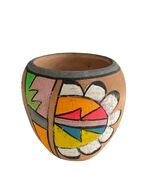 Vintage Jemez Pueblo Pottery Mini Pot Hand Painted Southwestern Native A... - $22.50