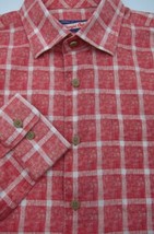 GORGEOUS Johnnie-O Hangin Out Red Brick Plaid Long Sleeve Shirt M 15.5x34 - £35.19 GBP