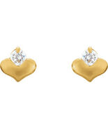 14K Yellow Gold Youth Cubic Zirconia Heart Earrings - €103,08 EUR 14K Yellow Gold Youth Cubic Zirconia Heart Earrings - €103,08 EUR