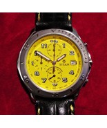 UNUSUAL Vintage TITAN Chronograph YELLOW DIAL, All Stainless Steel NEW O... - £151.44 GBP