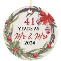 41 Years As Mr &amp; Mrs 2024 Ornament 41th Anniversary Wreath Christmas Gift Decor - $15.79