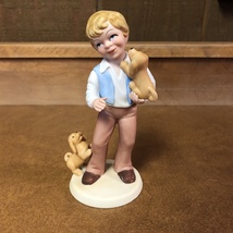 AVON Best Friends Porcelain Figurine Little Boy and Puppy Dog 1981 - $15.00