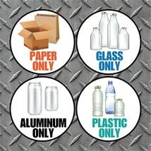 Set of 4&quot; X 4&quot; Paper Glass Aluminum Plastic Recycle High Quality Vinyl Decals - £5.40 GBP