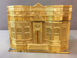 VTG Very UNUSUAL Wood Laminate Trinket Box Shaped Like a Building Made in China - £30.15 GBP