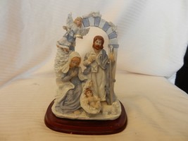 Painted Blue &amp; White Resin Nativity Figurine, Holy Family, Lamb, Angel #13 - £39.96 GBP