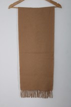 Johnstons of Elgin Tan Brown Lambs Wool Muffler Scarf Fringe 12x58 in - $24.70