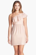 JENNY YOO Lulu Ruffled One Shoulder Sheath Dress Sz 6 Blush - $60.98