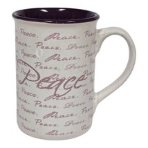 Gibson Everyday PEACE Coffee Mug 12 Ounce Cup White Purple All Over Print AOP - £7.43 GBP