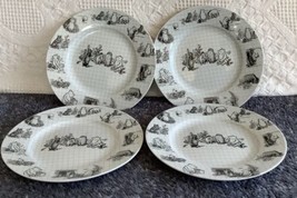 Set of 4 Disney Winnie the Pooh Sketchbook Salad Dessert Plates 8” New - £47.95 GBP