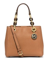 Michael Kors Cynthia Small Leather Satchel, Shoulder Bag $298 Peanut #03... - $207.89