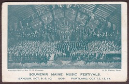 Maine Music Festival Antique Postcard 1908 - Bangor &amp; Portland, Oct. 8-14 - $12.25